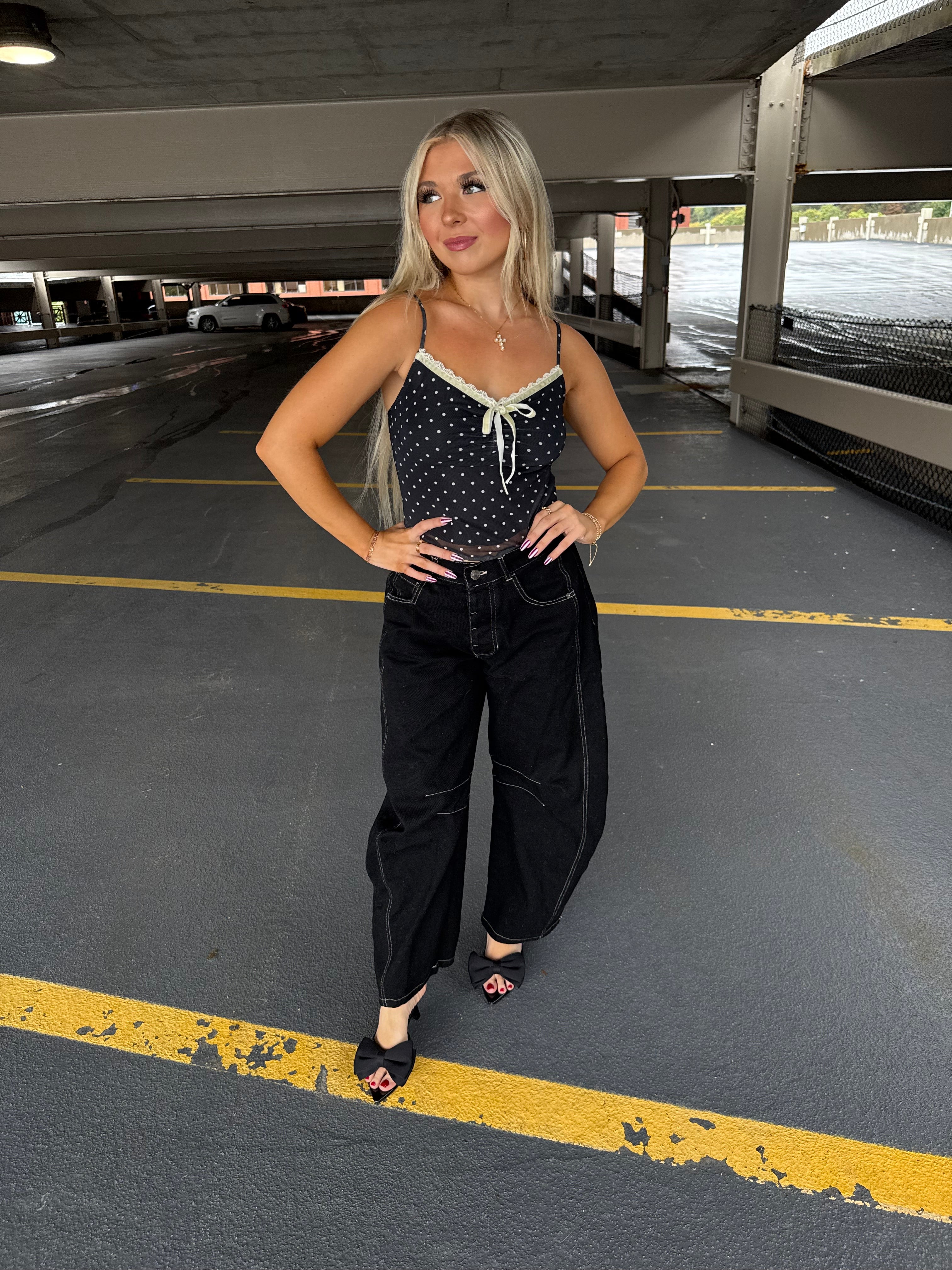 Celene Polka Tank in Black