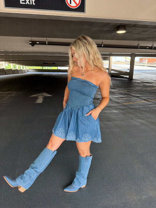 Western Worthy Denim Romper