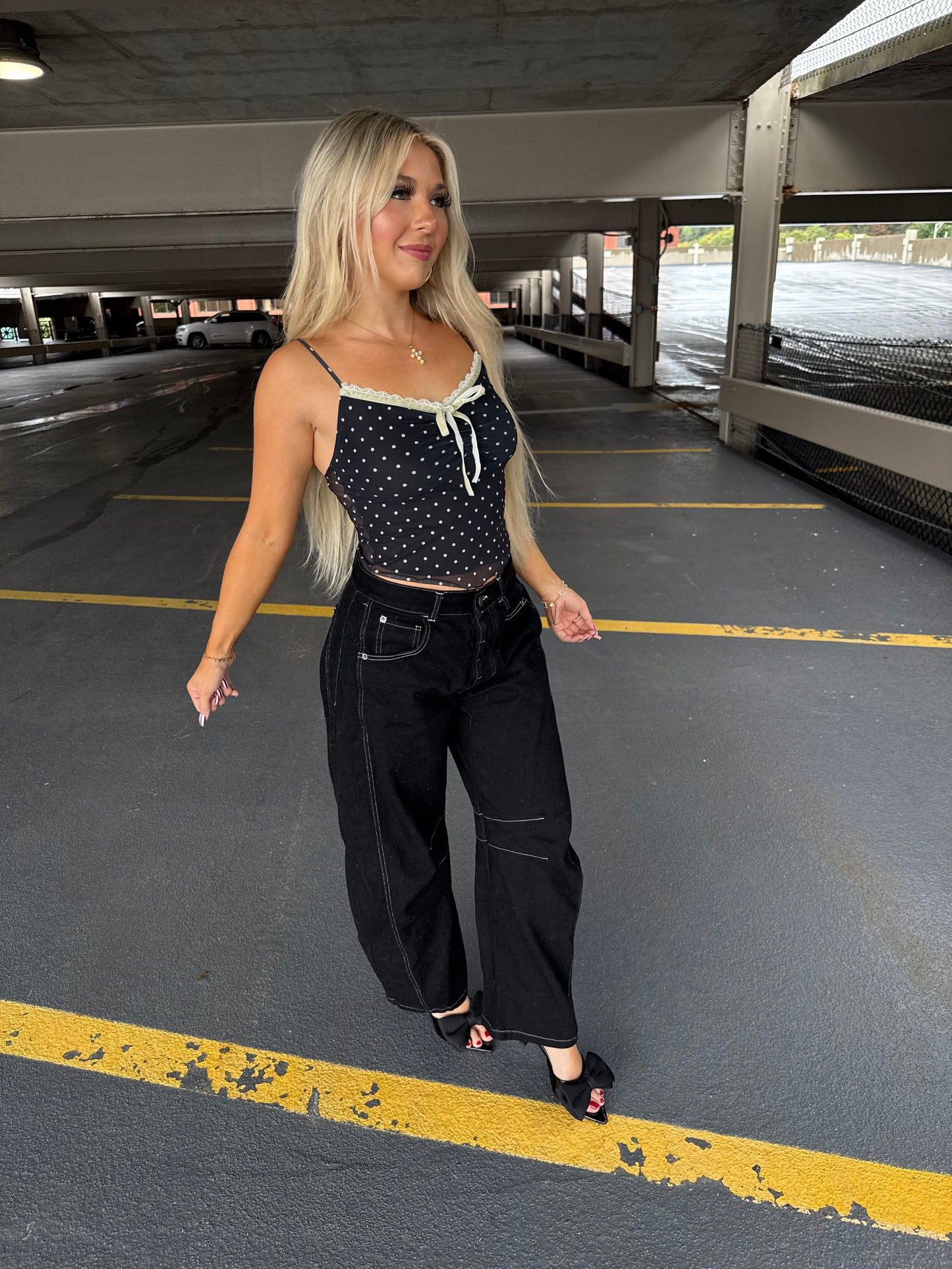 Celene Polka Tank in Black