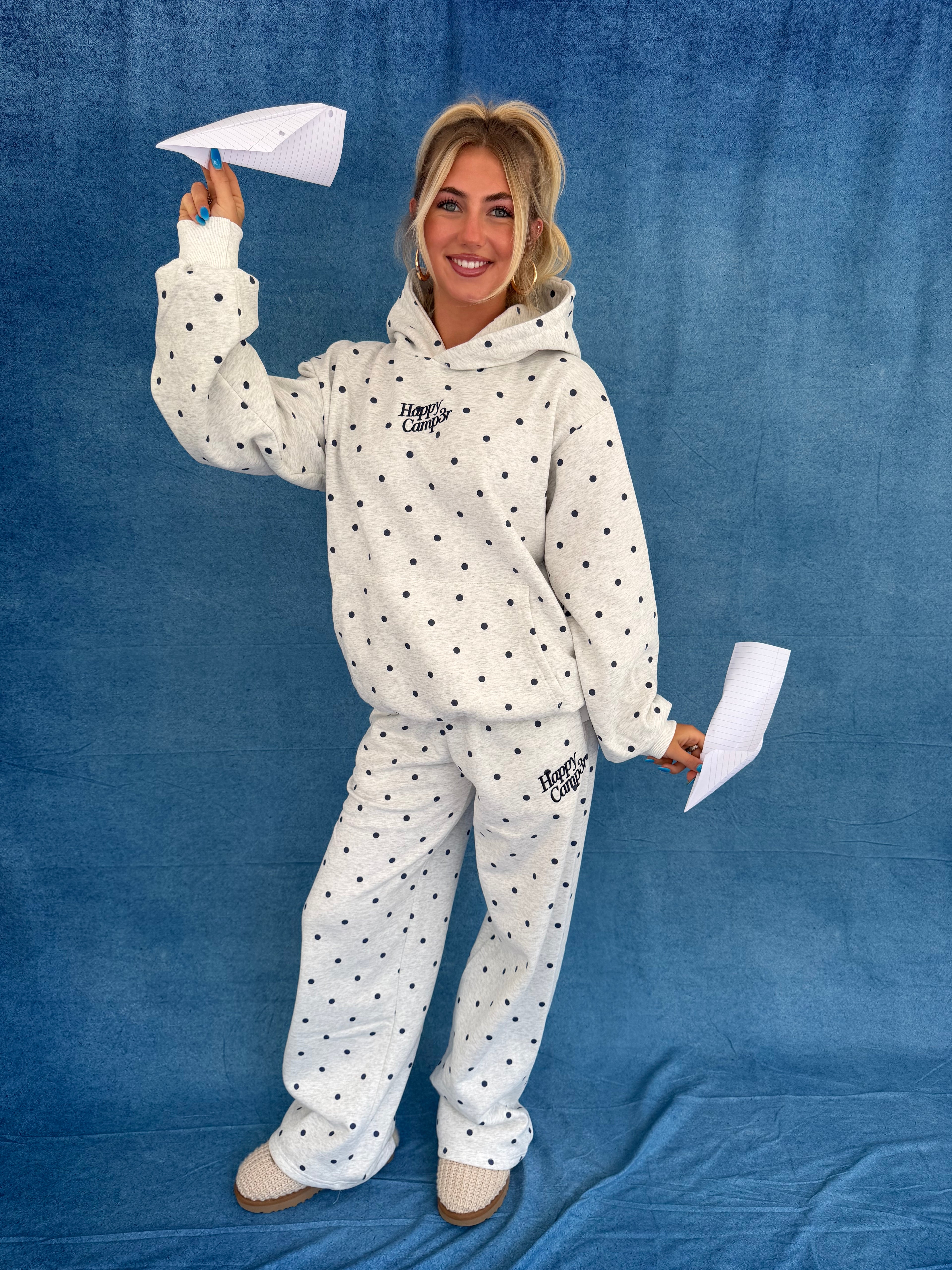 Heather Gray Polka Dot Appliqué Sweatpants