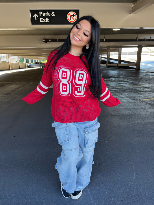 89 Net Sweater in Red