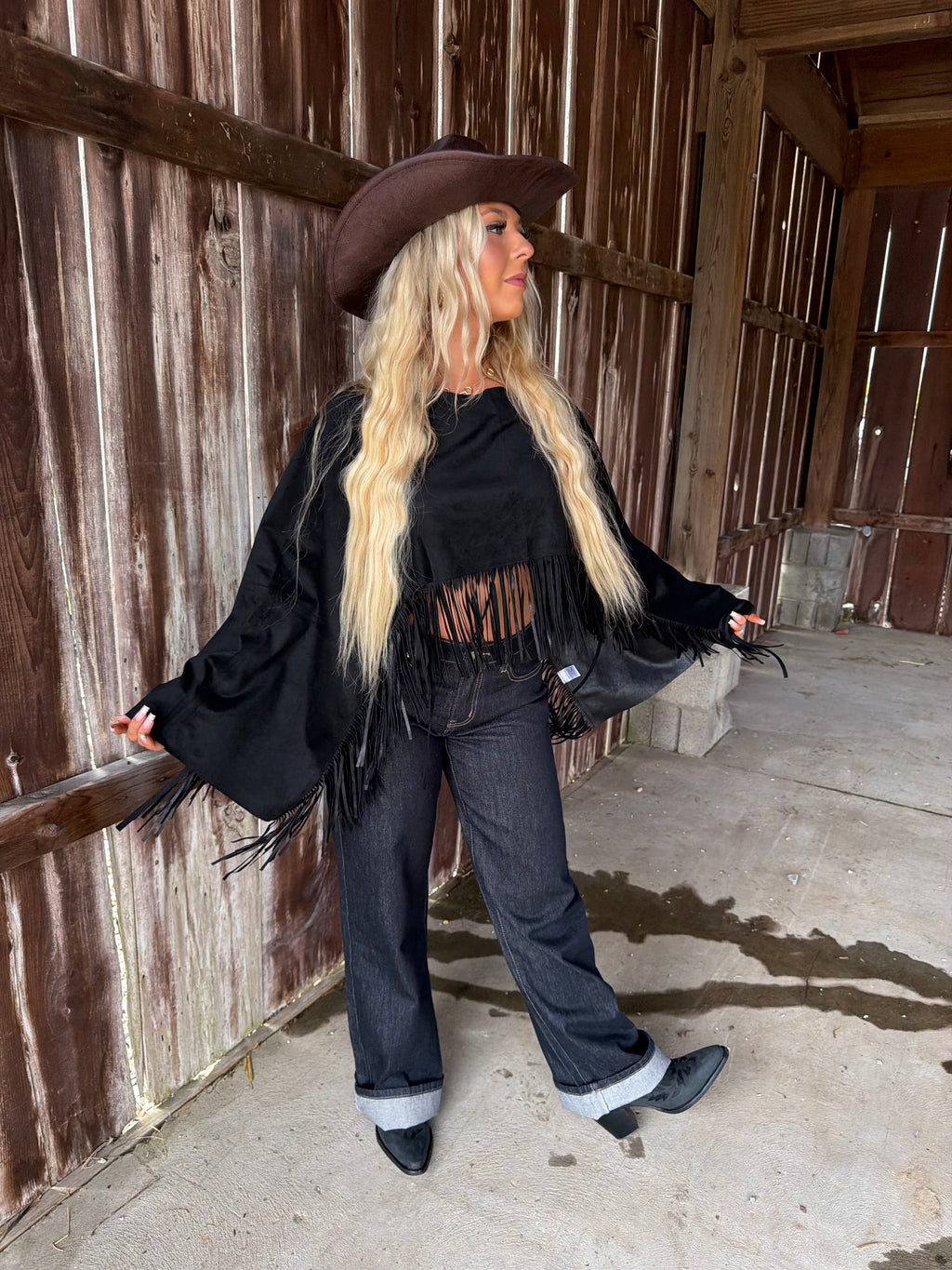 The Stallion Fringe Top in Black
