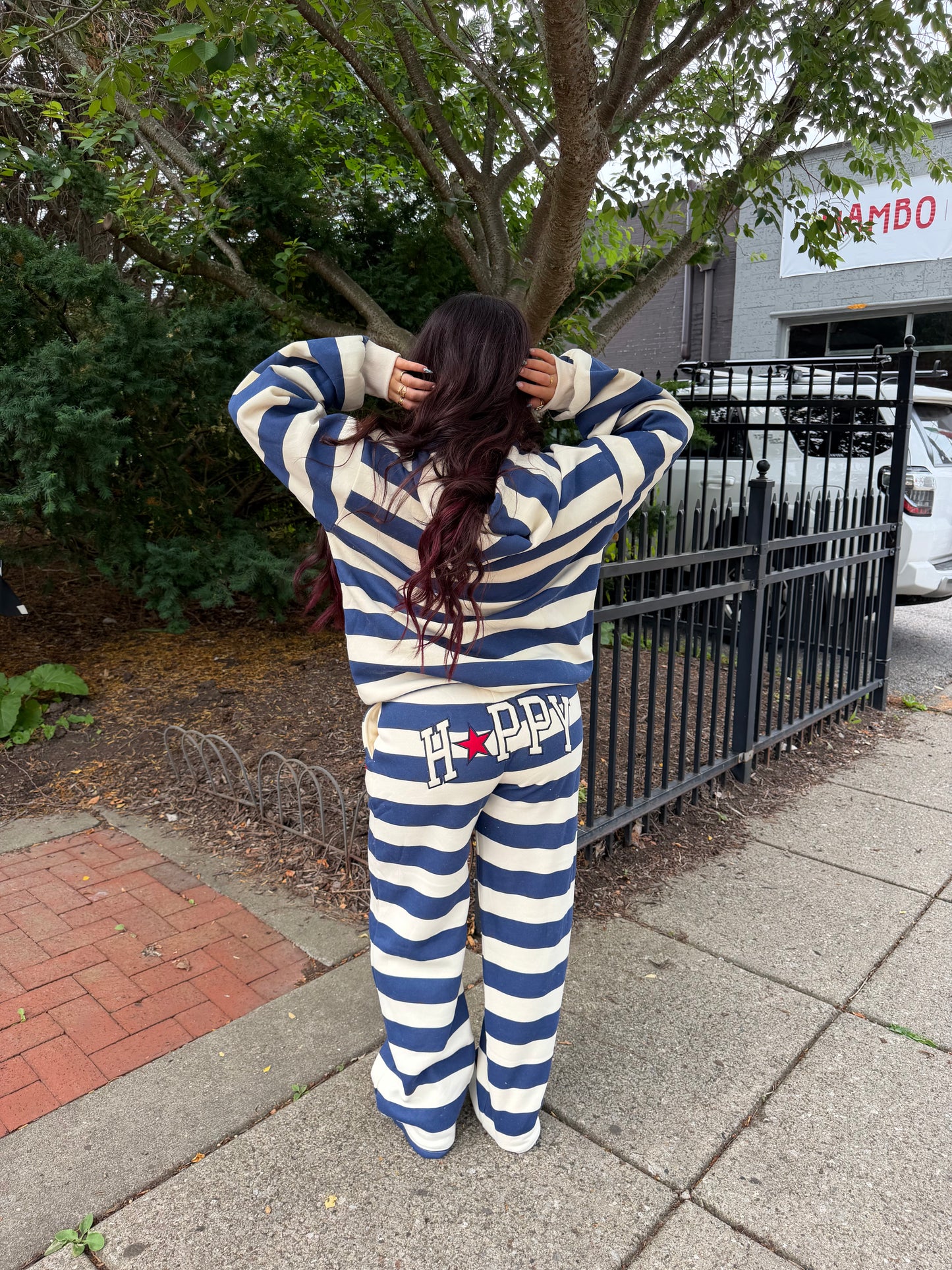 Happy Camp3r Indigo Stripe Sweatpants