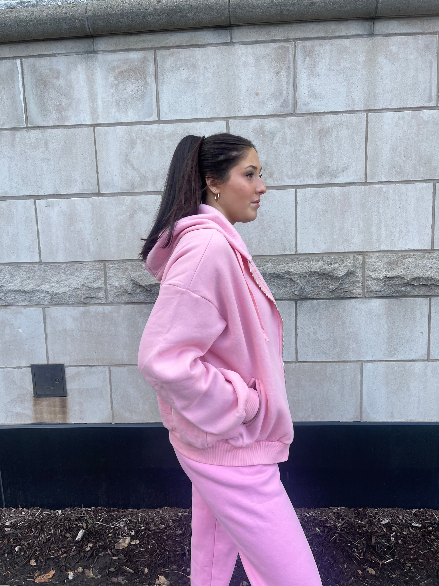 So Fetch Oversized Zip-Up in Blush