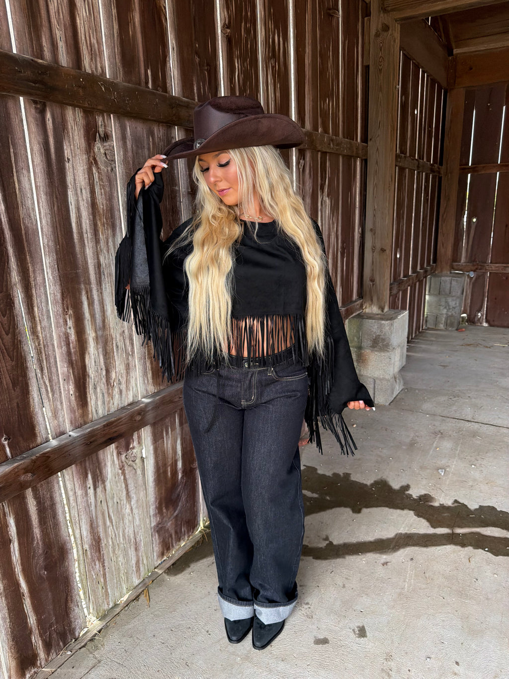 The Stallion Fringe Top in Black