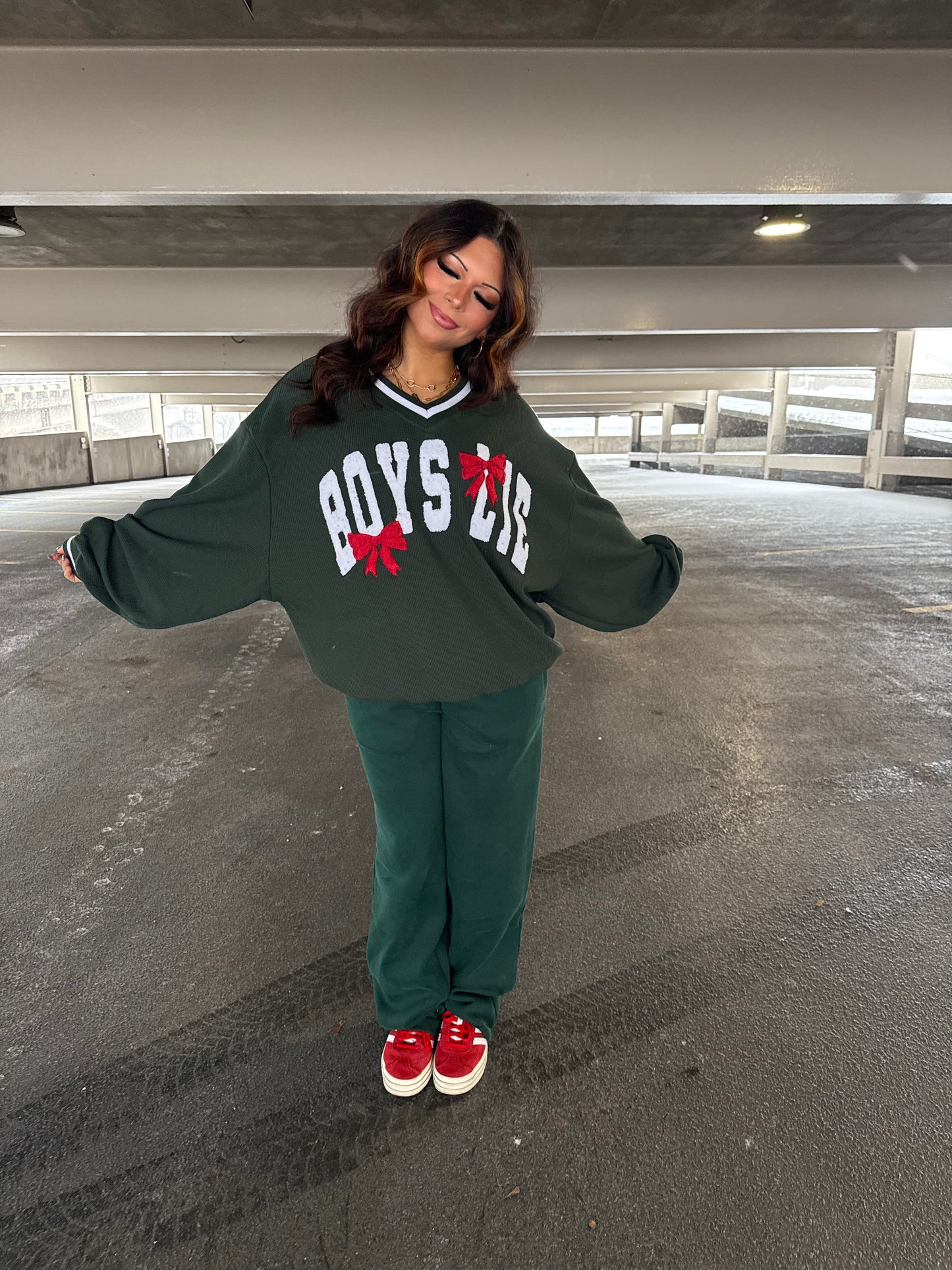 Boys Lie Green Bow V-Neck