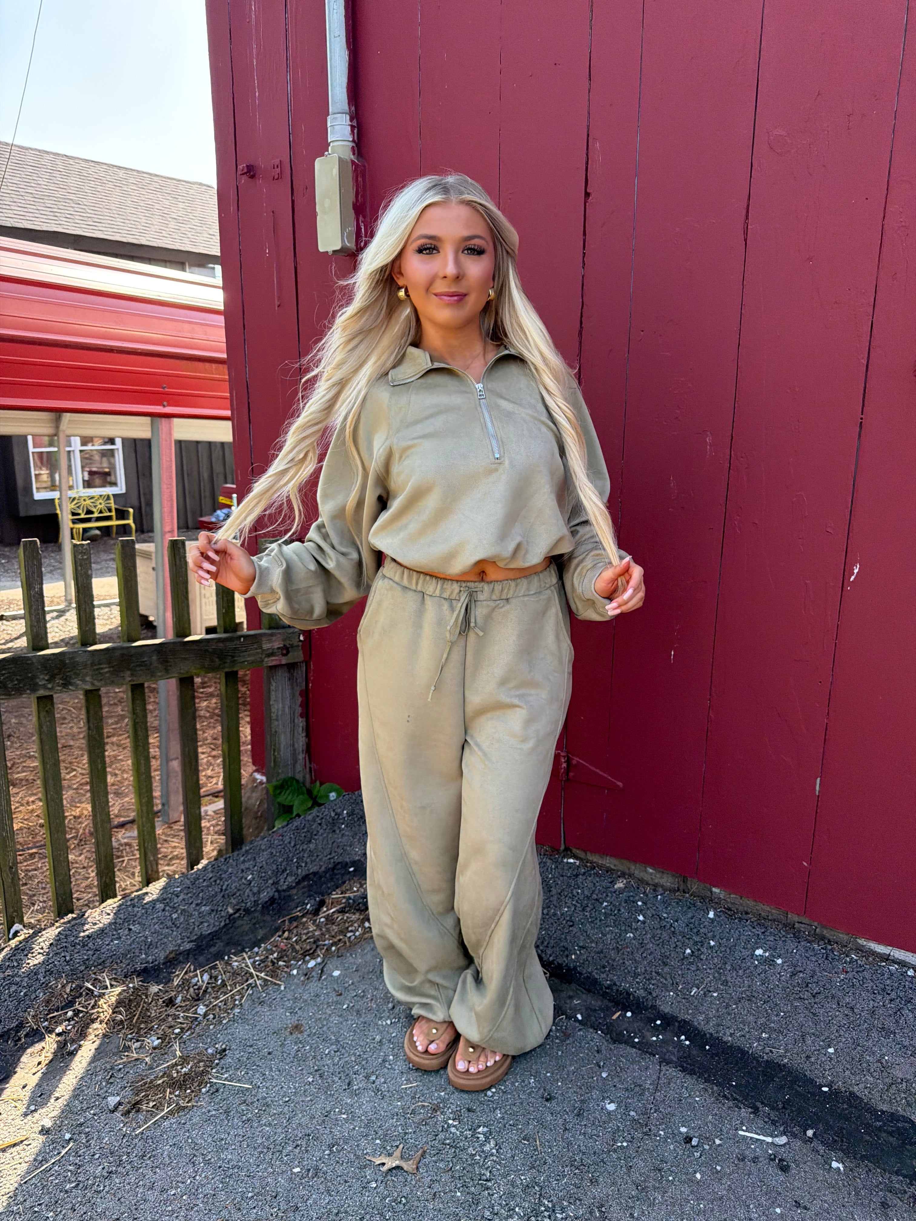Sugar Suede Set (PANT) Olive