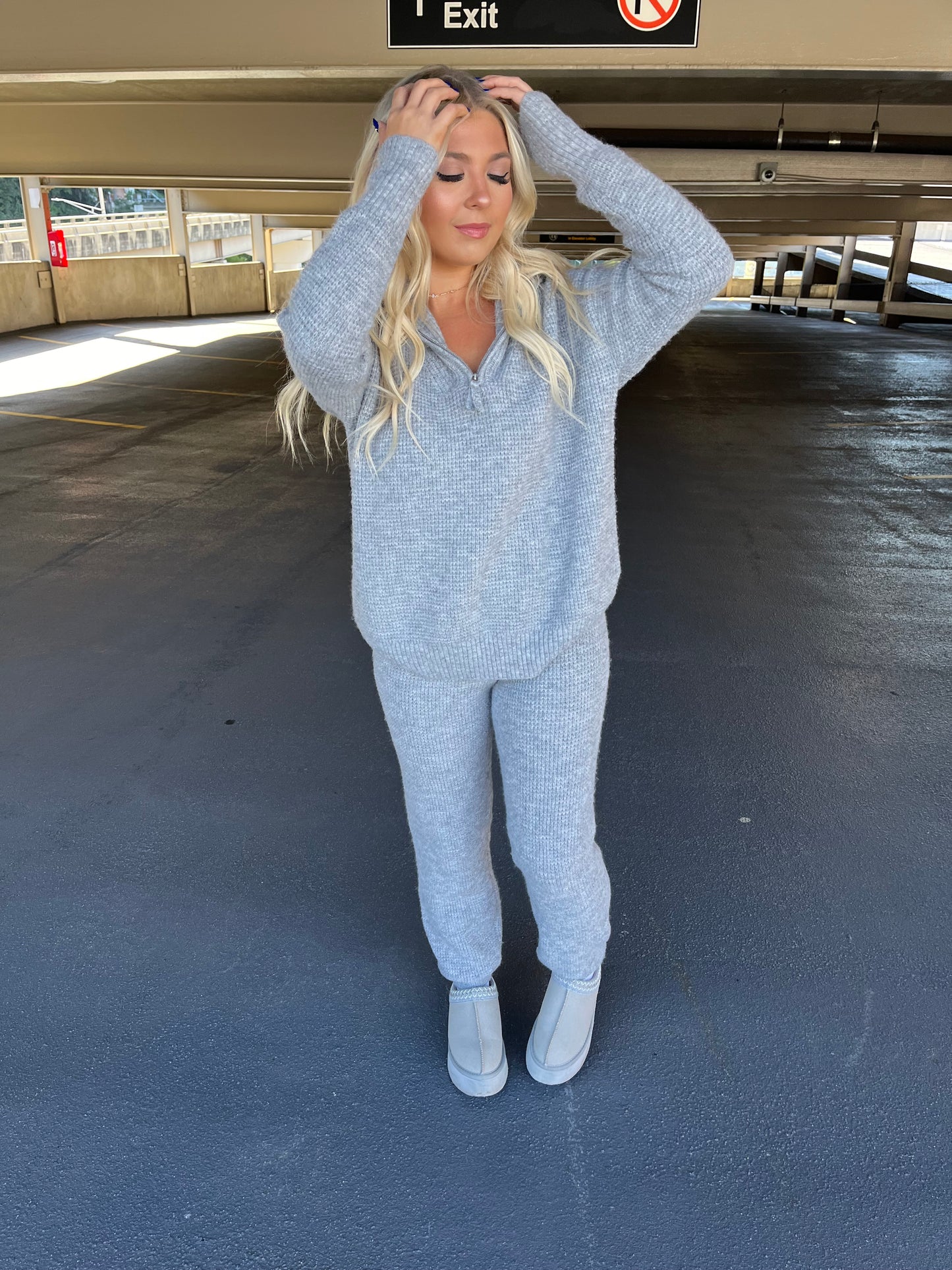 Waffle Girl Set (JOGGER) in Grey