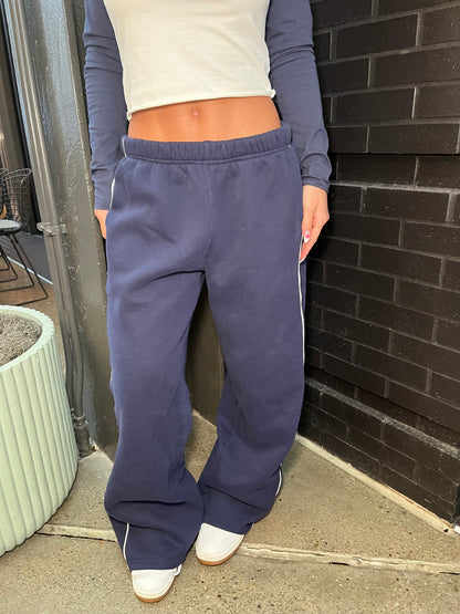 So Fetch Wide Leg STRIPED Sweats in Navy