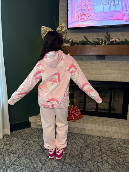 Quilted Santa Hat Pink Hoodie