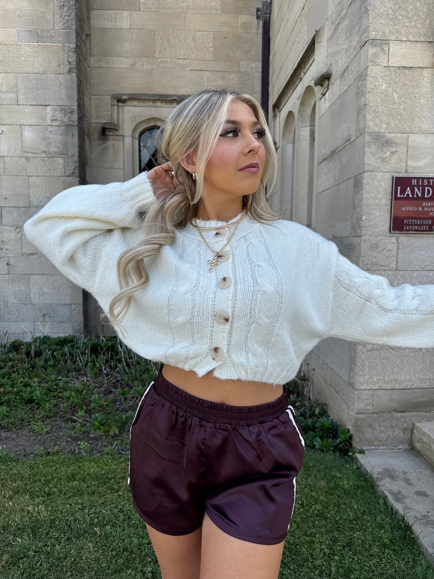 Well Rounded Cable Cardi in Ivory