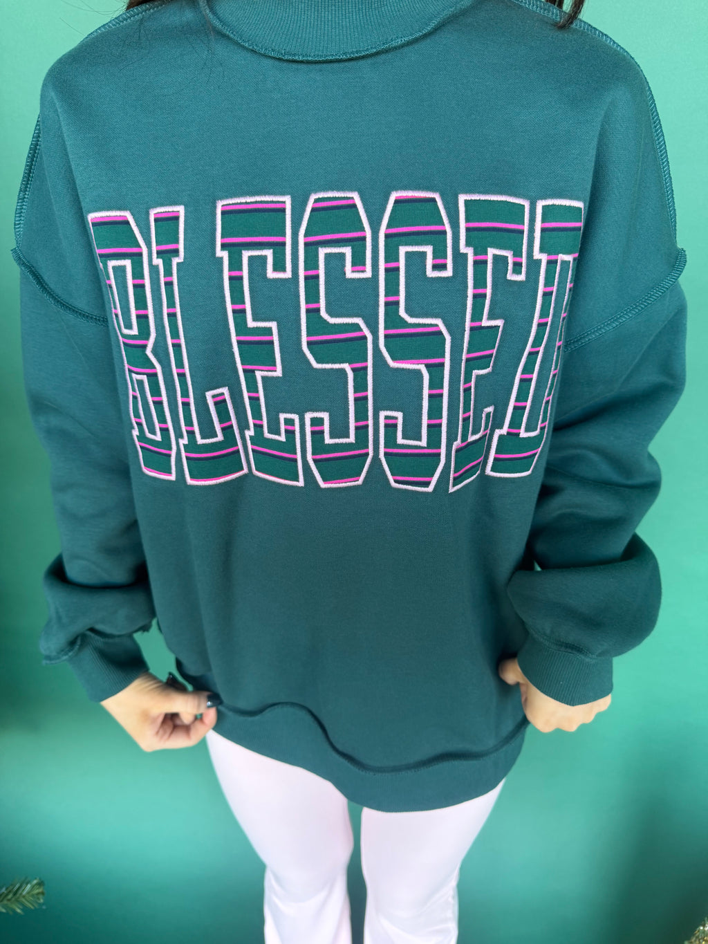 Blessed Girl Mockneck in Green