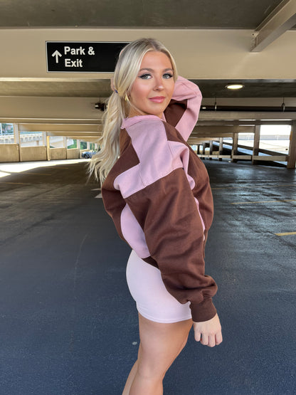 Brown & Pink Babe Pullover