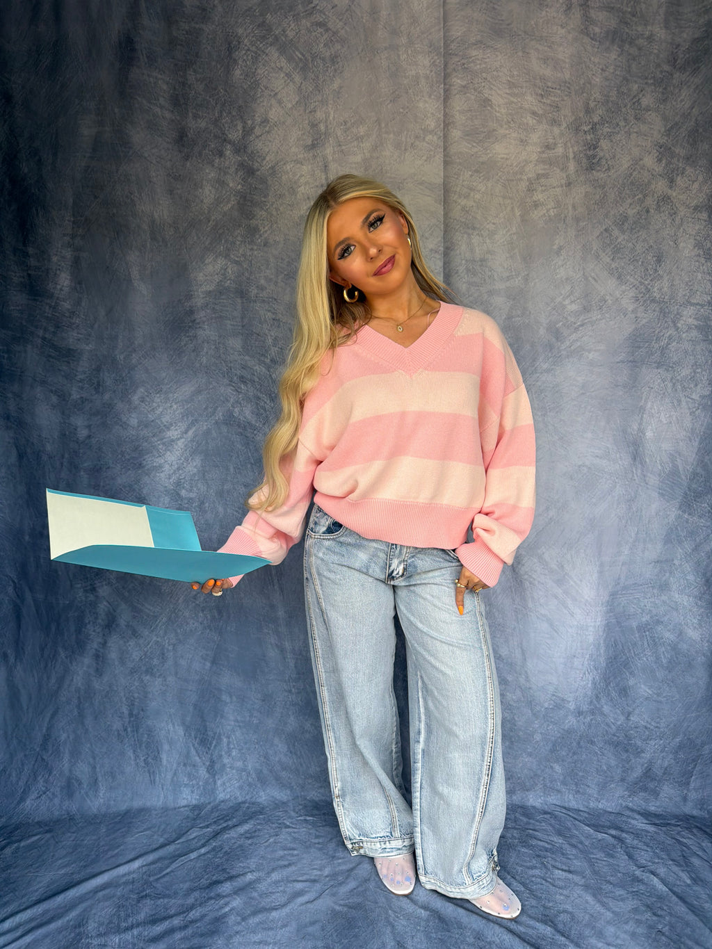 Lady Love Pink Stripe Sweater