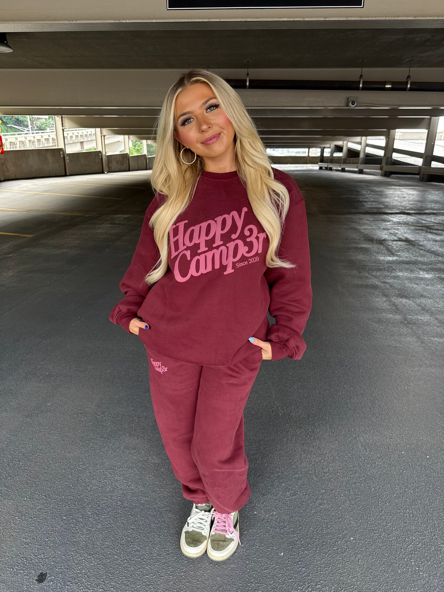 Happy Camp3r Burgundy Crewneck