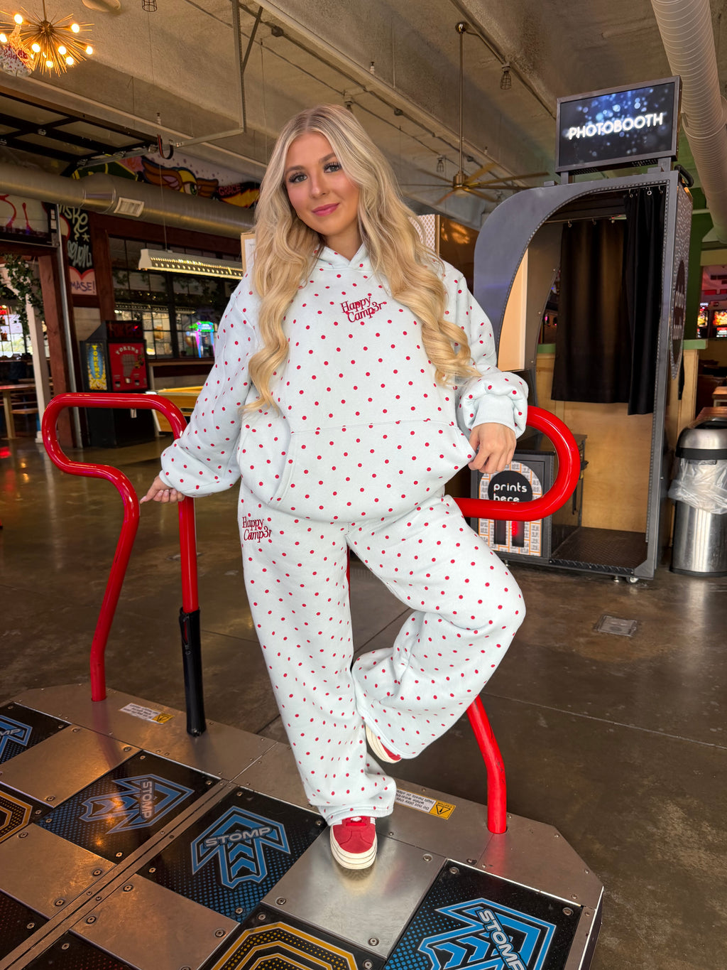 Happy Camp3r Polka Hoodie in Aqua