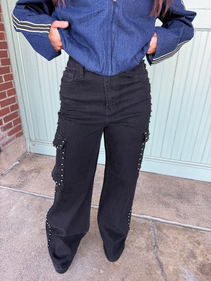 Cargo Onyx Studded Jean