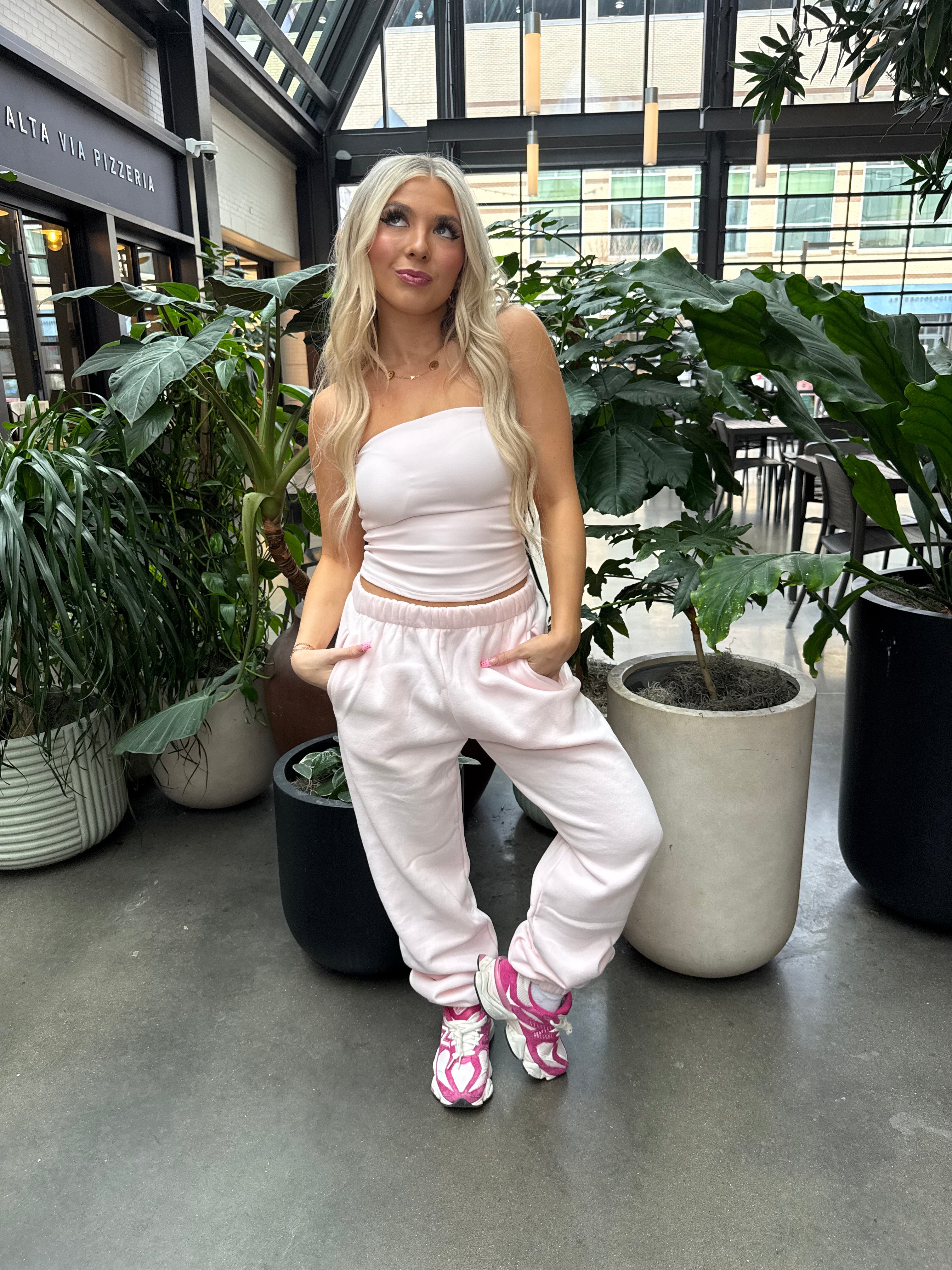 So Fetch Sweatpants in Pale Pink