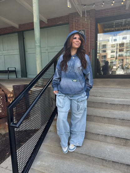 Boys Lie Done Denim Racer Hoodie