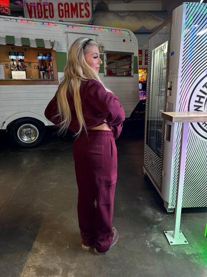 So Fetch Cargo Sweats in Black Cherry