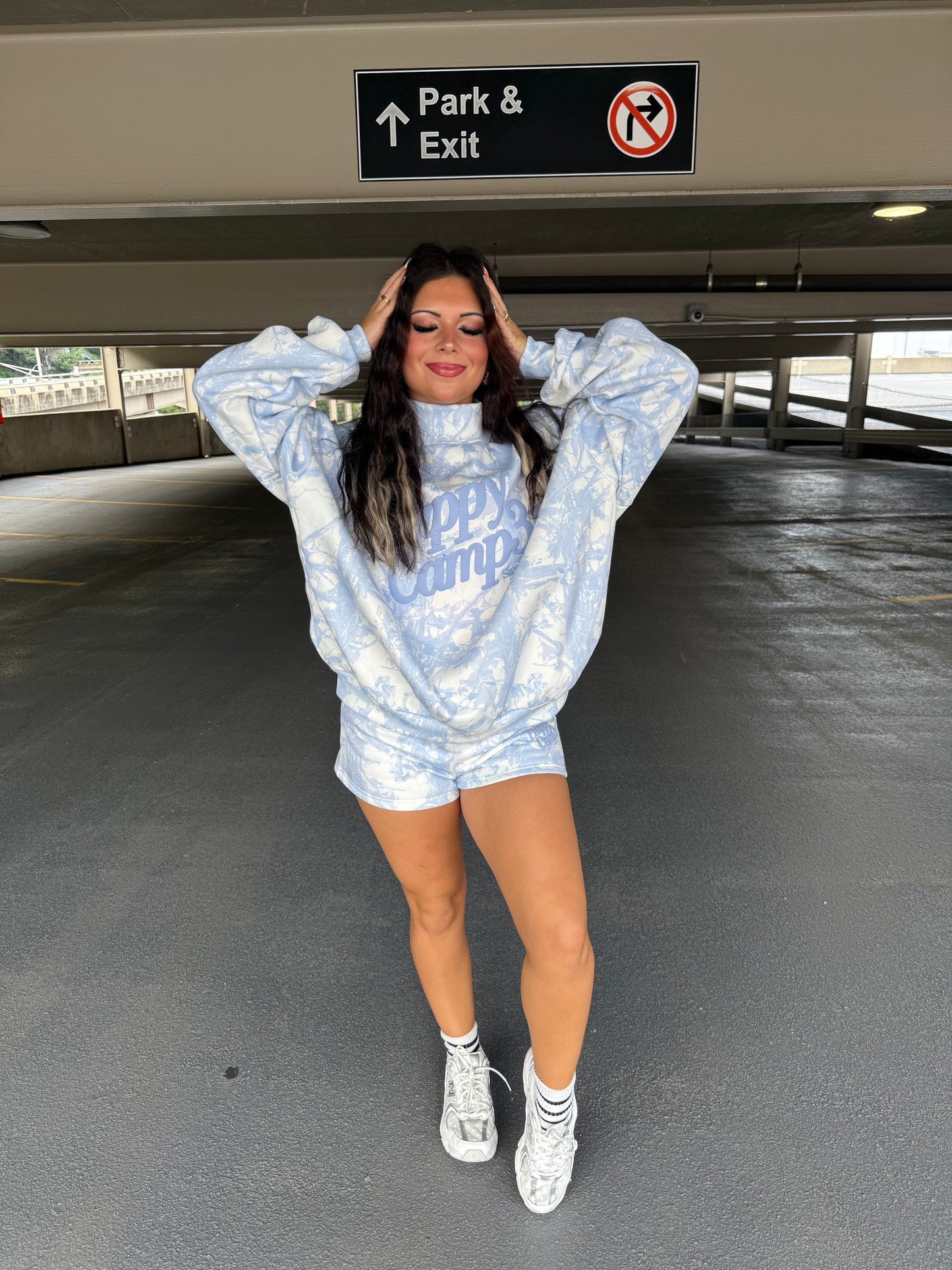 Happy Camp3r Blue Camo Mockneck