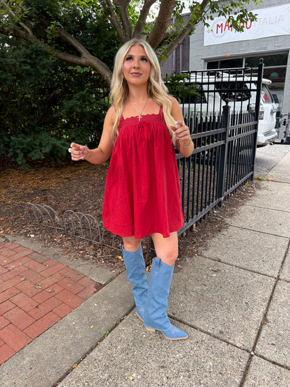 Western Sabrina Mini Dress