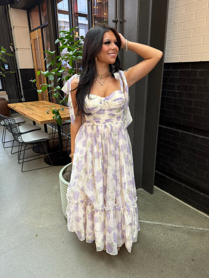 Belles Bunny Maxi Dress in Lavender Combo