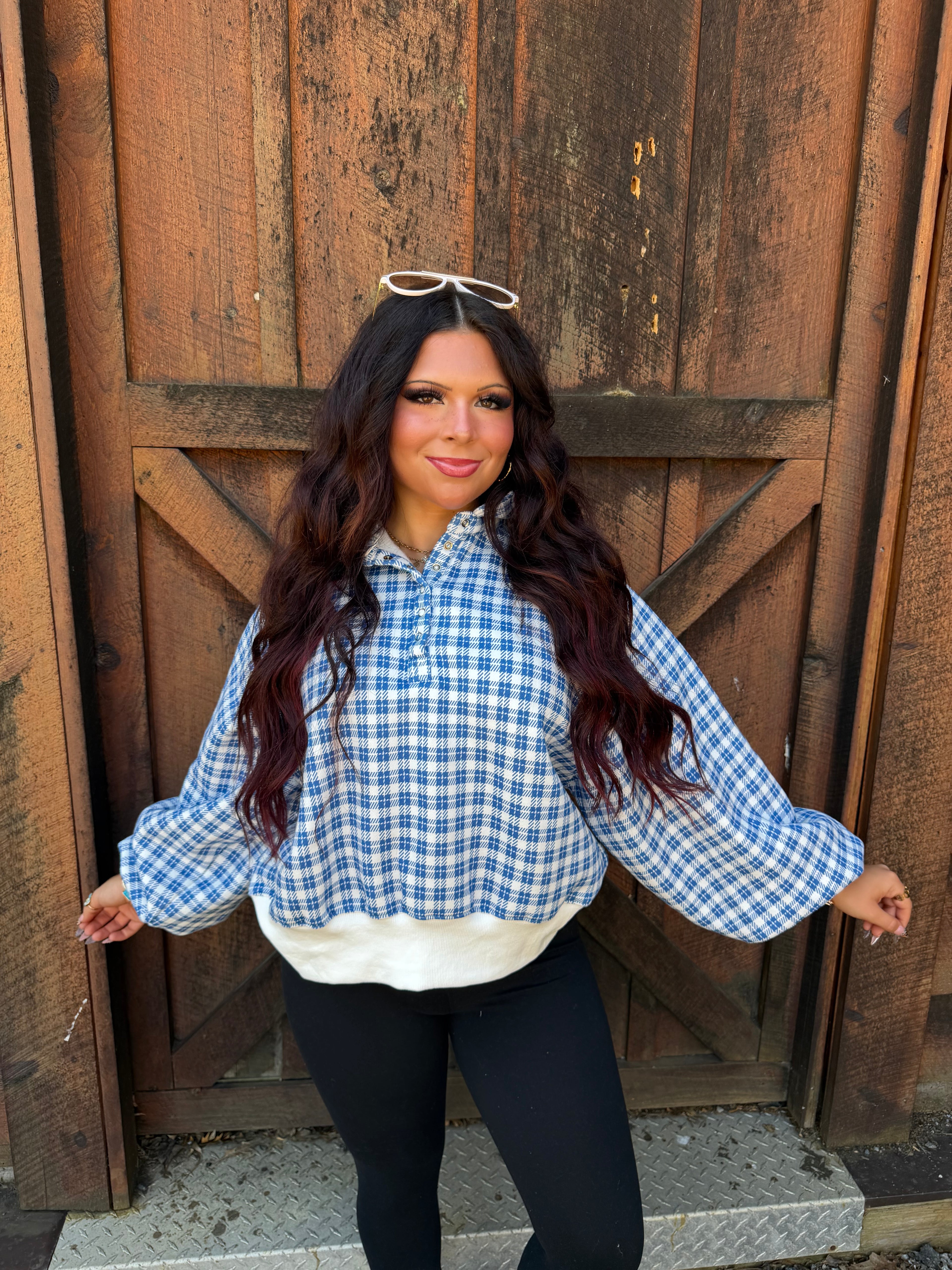 Dairy Plaid Navy Pullover