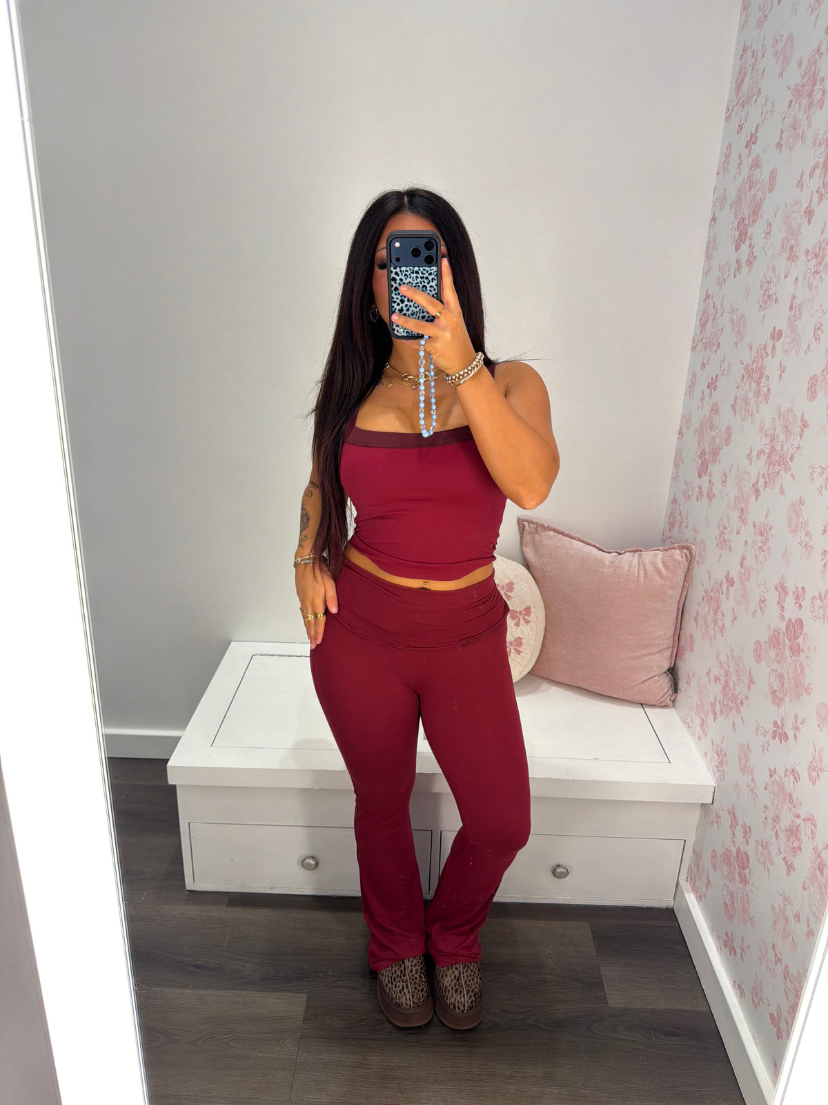 Shopping Addiction Contrast Tank in Deep Red