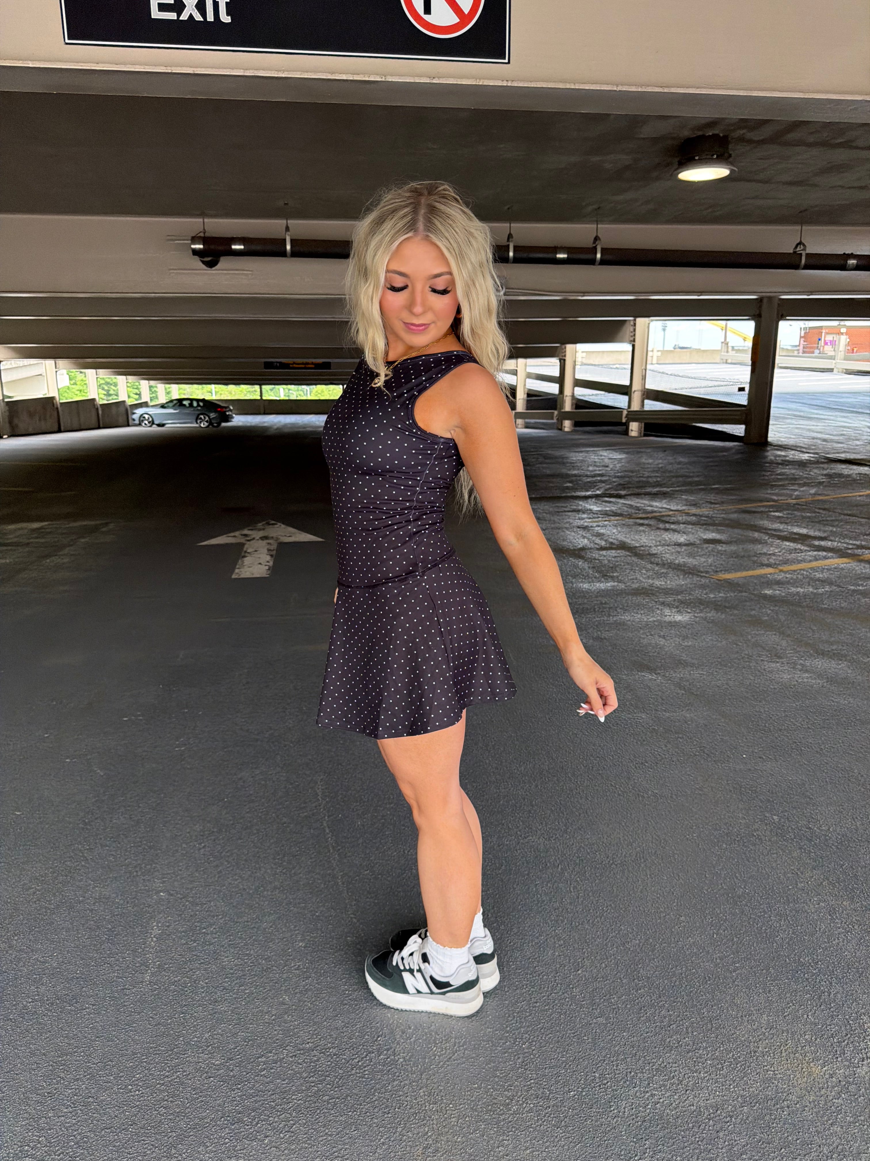 Bonjour Polka Dot Dress in BLACK