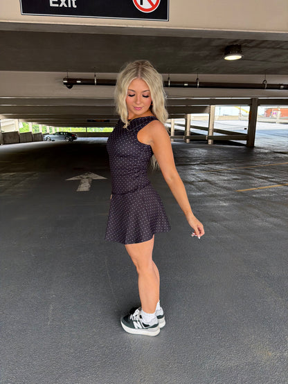 Bonjour Polka Dot Dress in BLACK