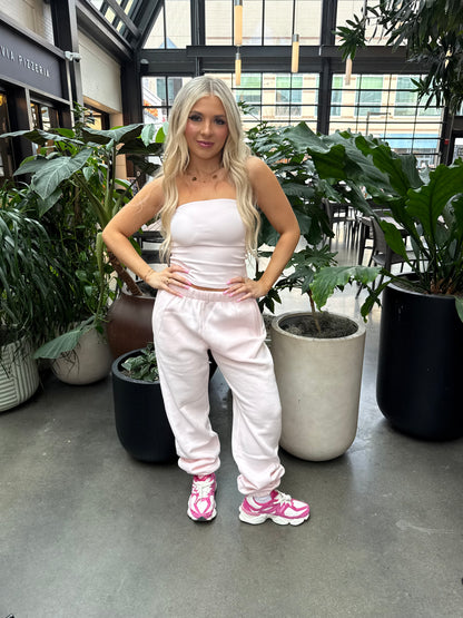 So Fetch Sweatpants in Pale Pink