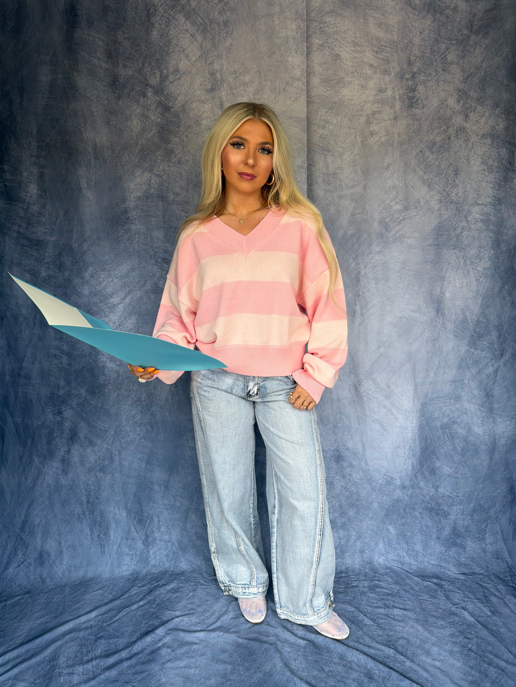 Lady Love Pink Stripe Sweater
