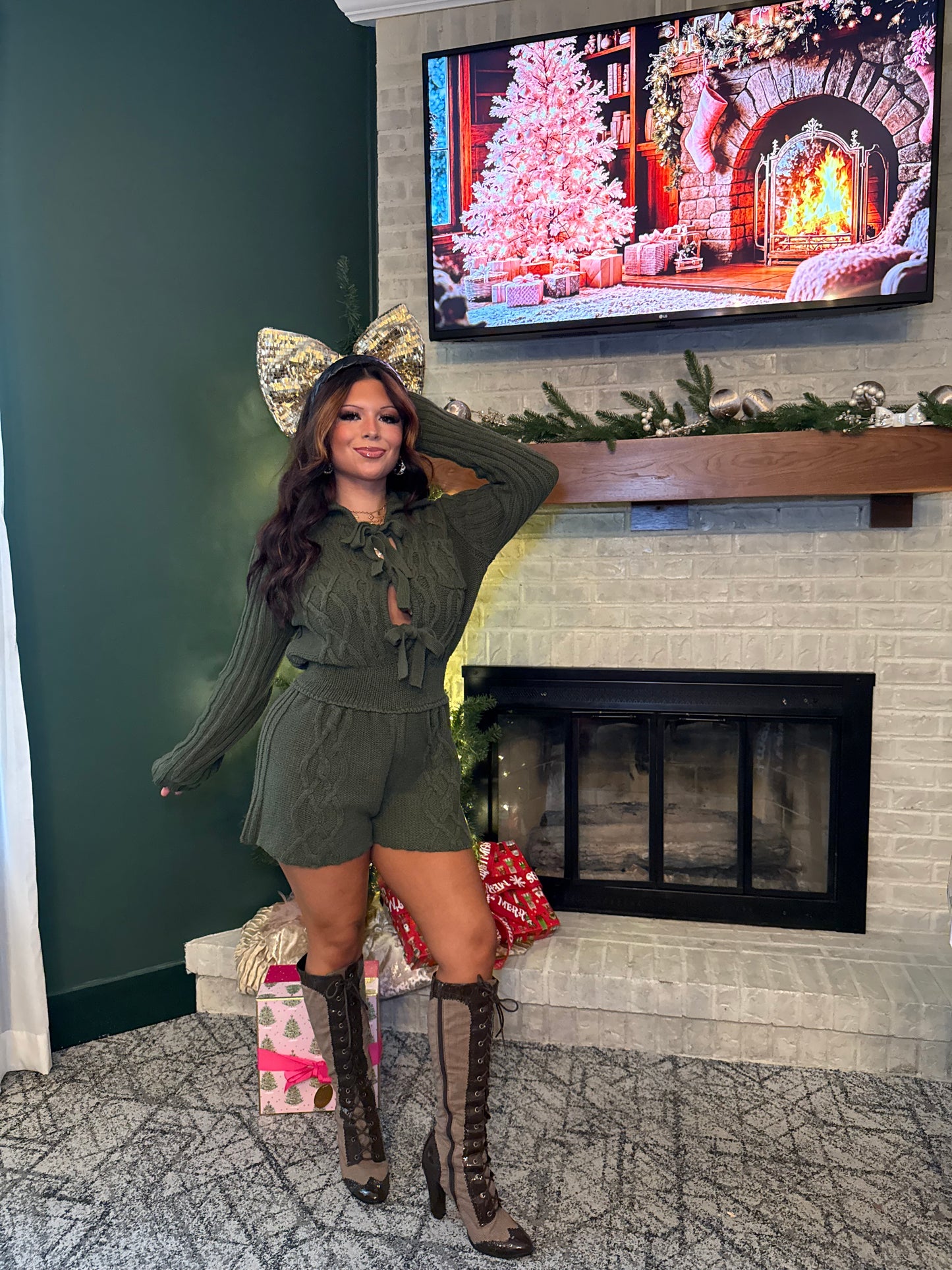 Olive Christmas Martini Romper
