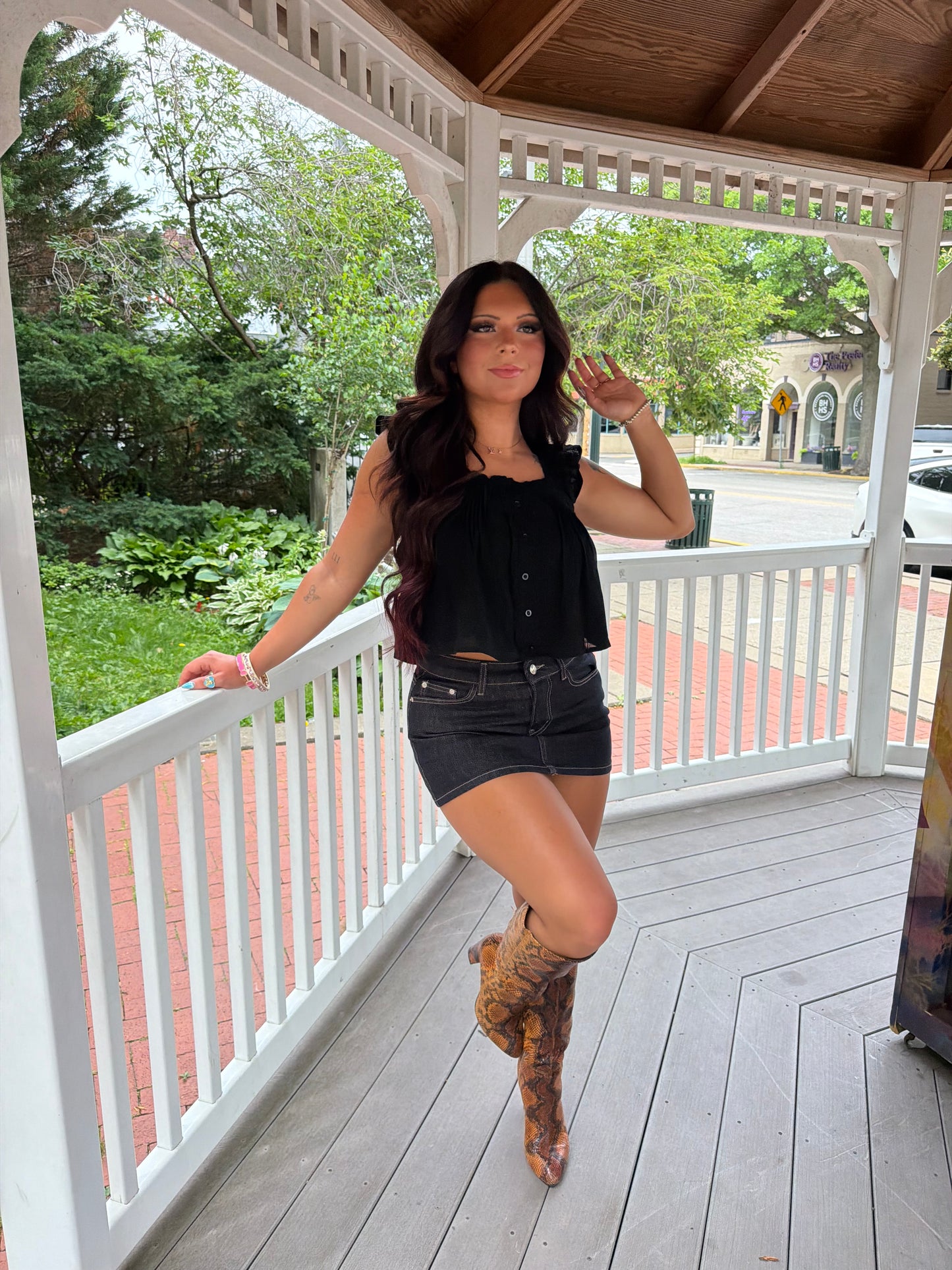Malaysia Ruffle Tank in Black