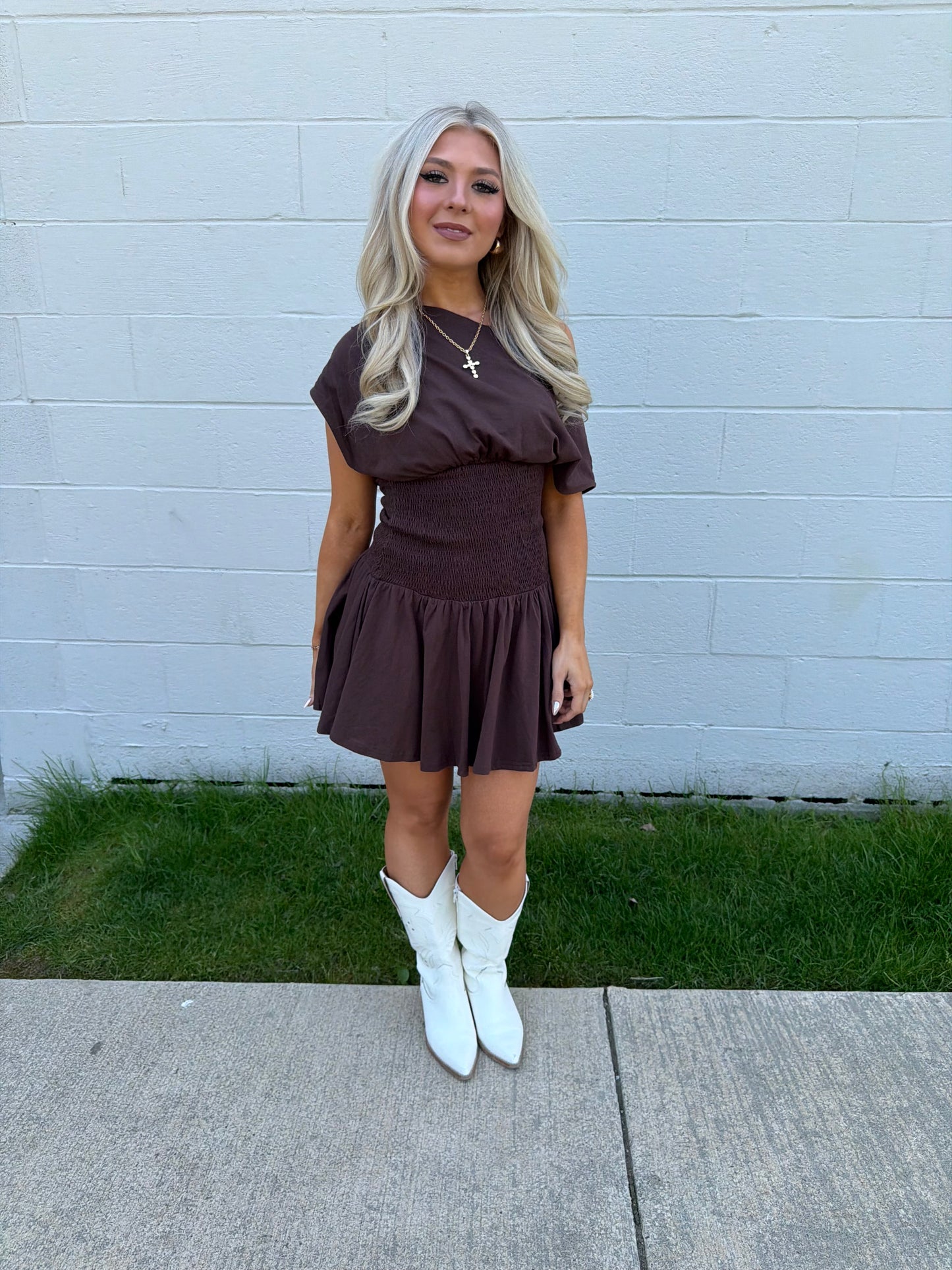 Super Simple Mini Dress in Brown
