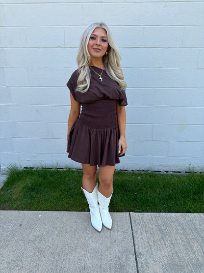 Super Simple Mini Dress in Brown