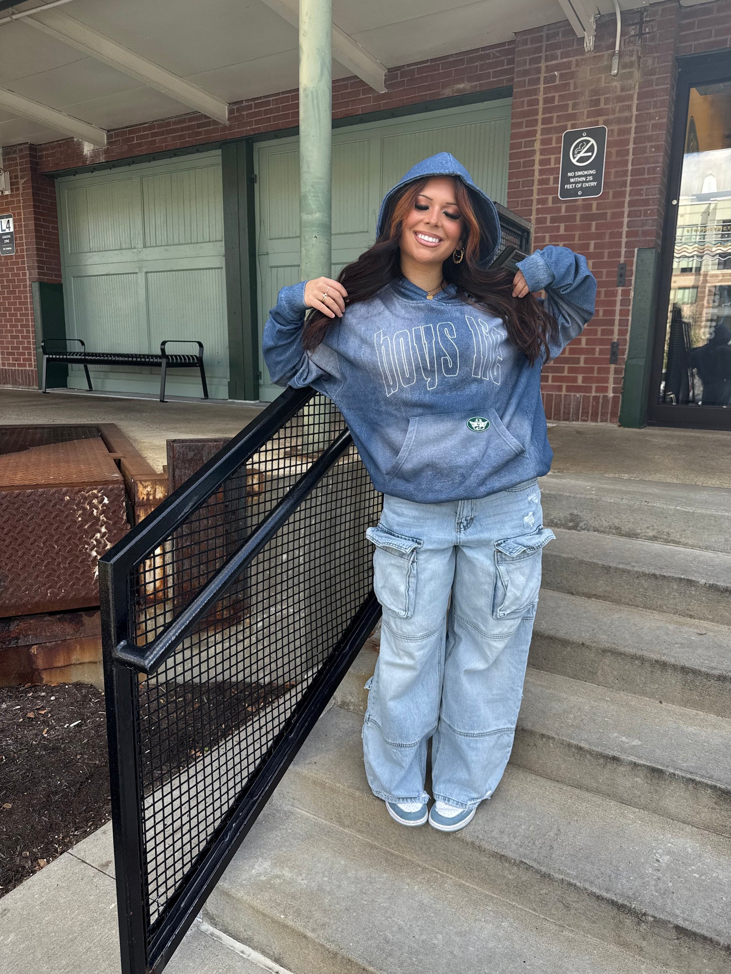 Boys Lie Done Denim Racer Hoodie