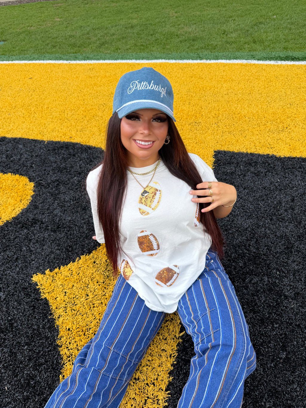 Game Day Dazzle Tee in White FINAL SALE