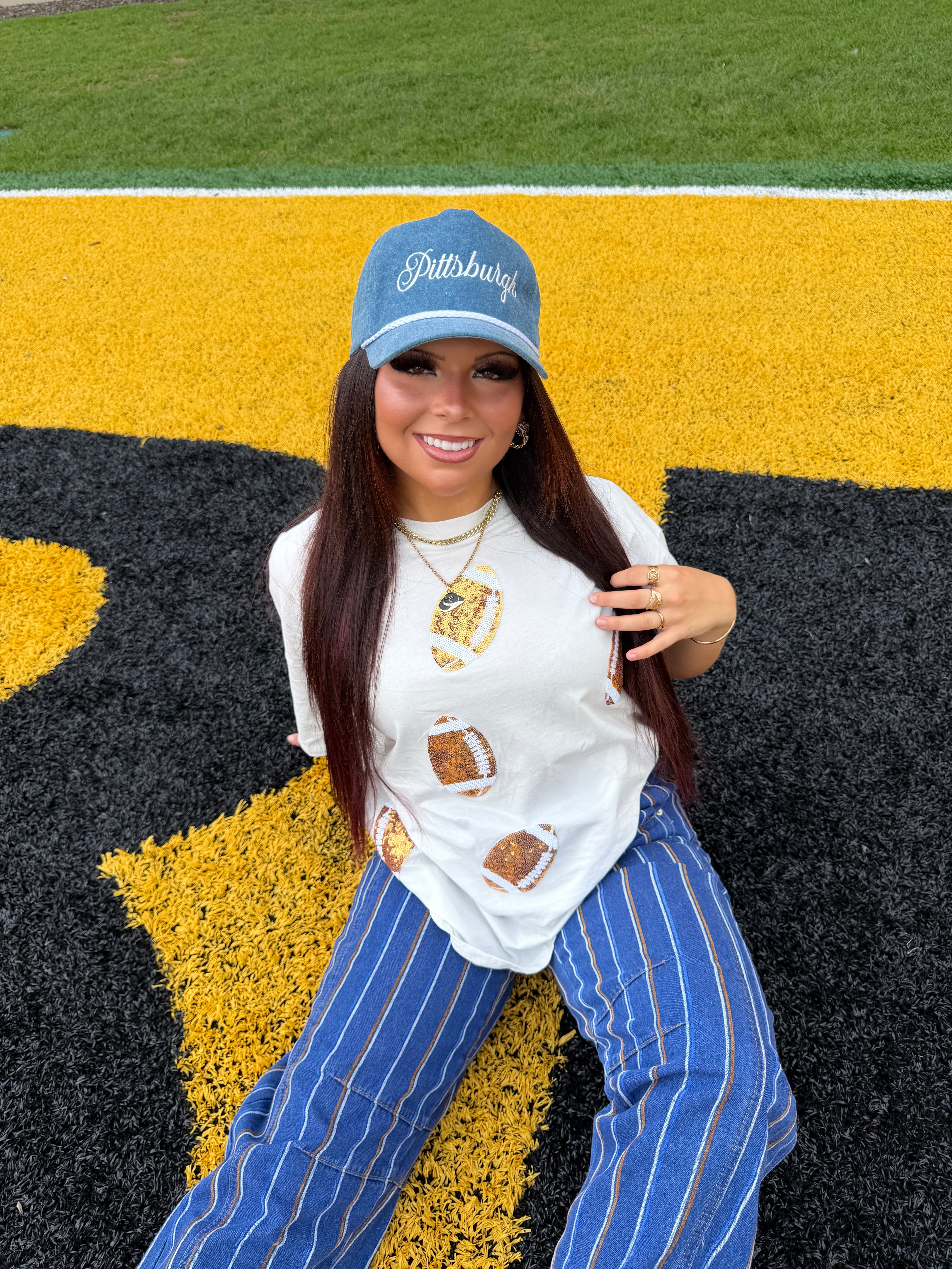 Game Day Dazzle Tee in White FINAL SALE