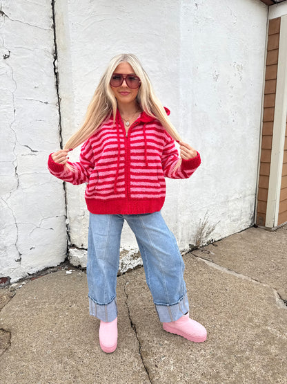 The COZIEST Zip-Up in Red