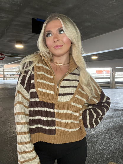 It’s Giving Stripes Sweater in Tan