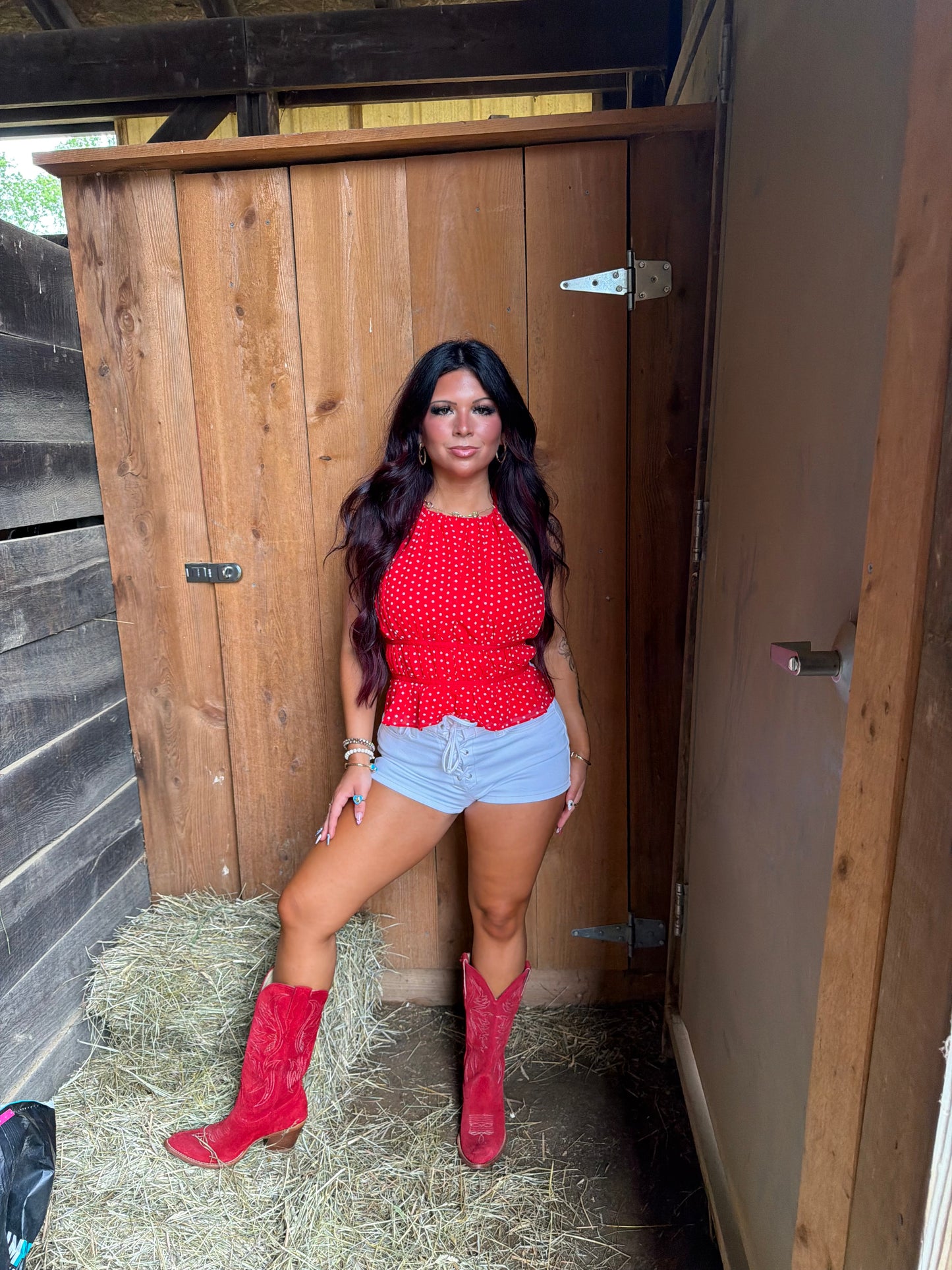 Skye Red Polka Top