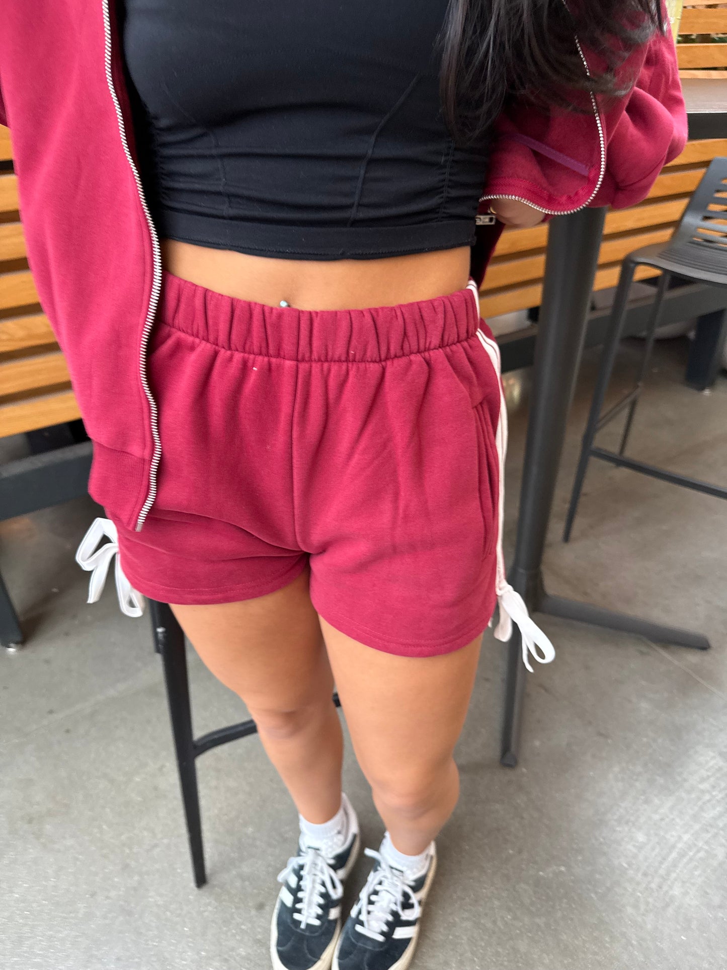 High Energy Track Shorts in Burgundy