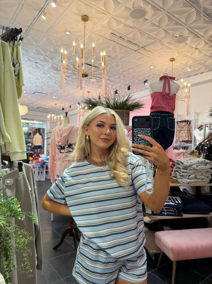Bigger Issues Striped Set Blue (SHORTS)