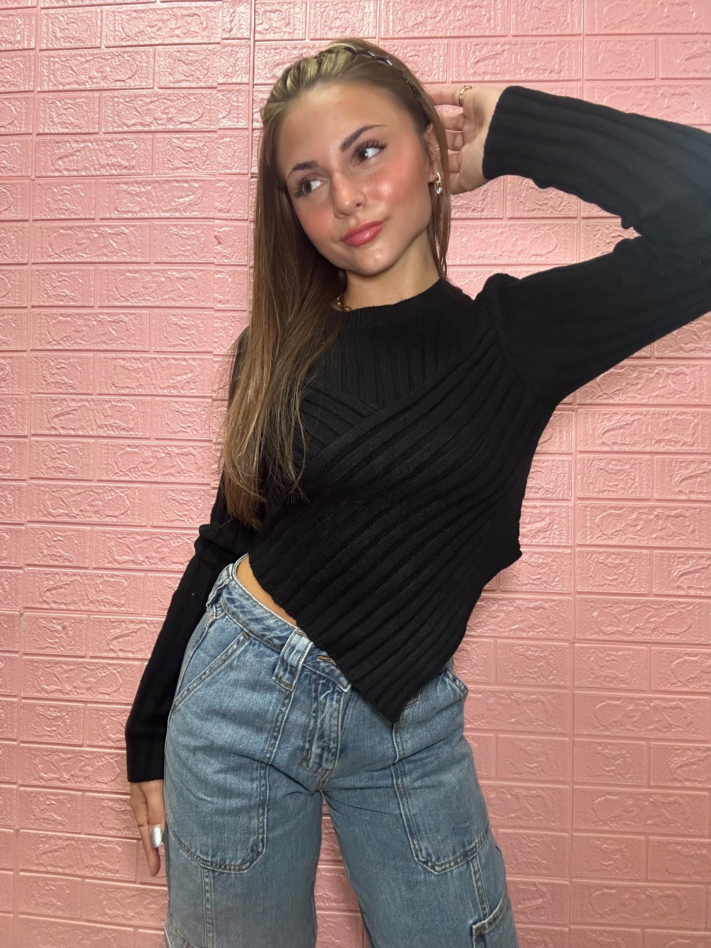 Allie Asymmetrical Sweater in Black