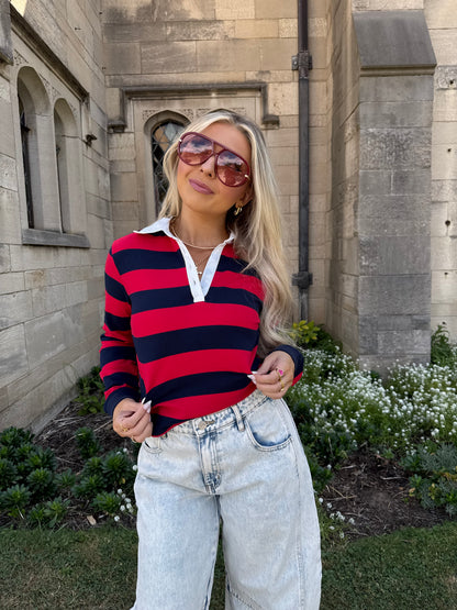 Tommy Rugby Tee in Red