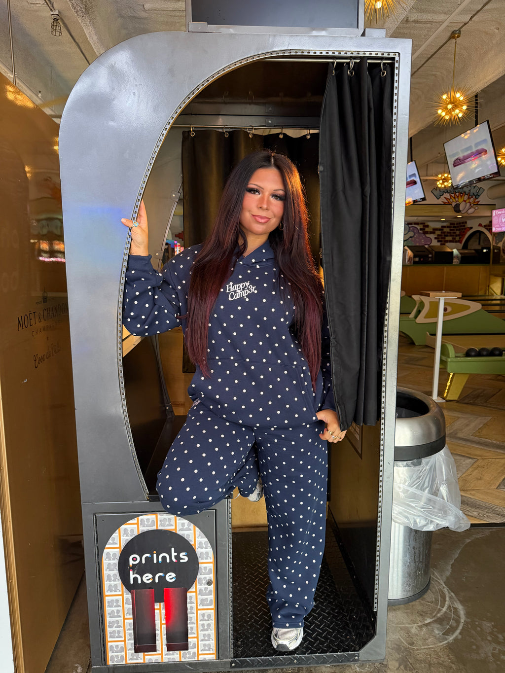 Happy Camp3r Polka Hoodie in Navy