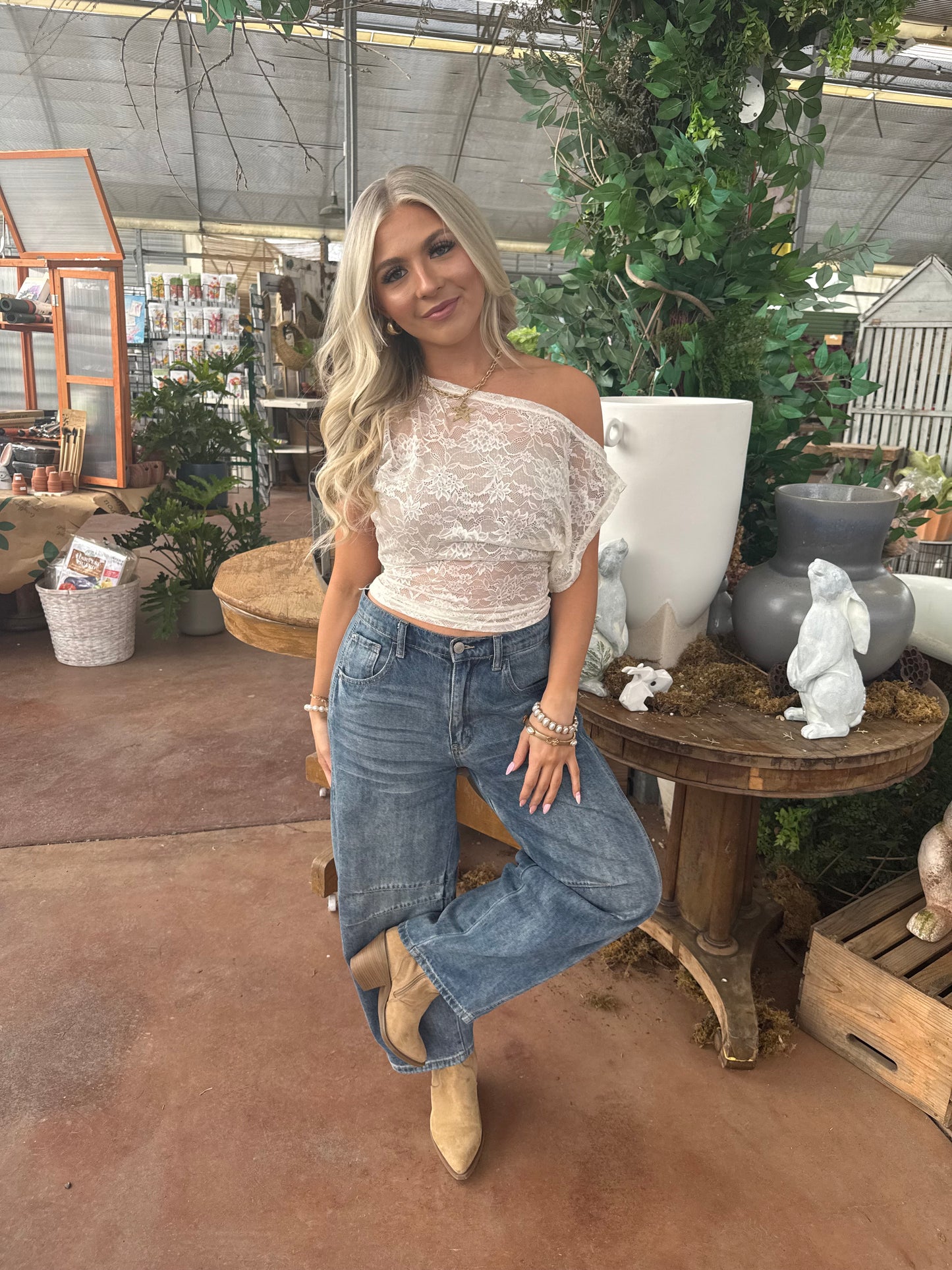 Colman Lace Top in Cream