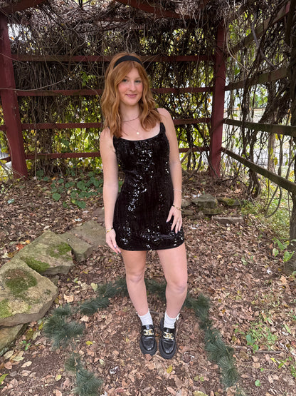 Kissing U Sequin Black Dress